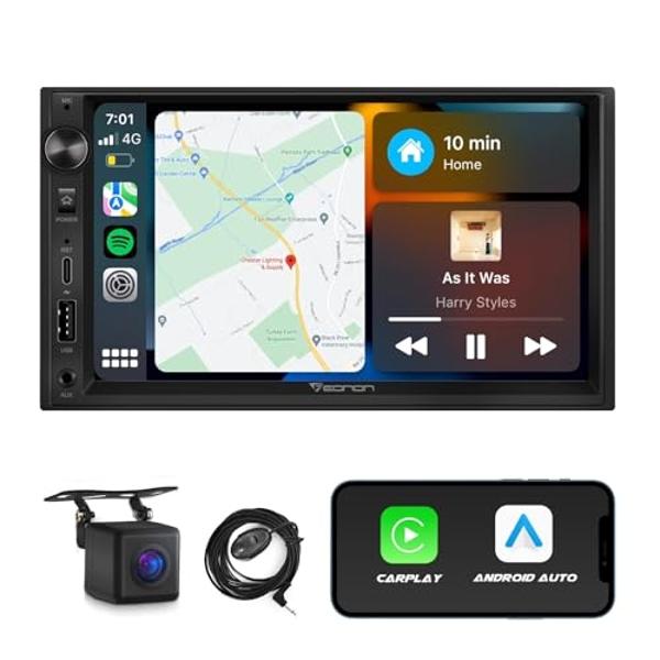 UNITOPSCI Double Din Car Stereo 7 Inch Touch Screen Car Audio Radio with Bluetooth Audio Hands-Free Calls Backup Camera FM Radio Receiver Car MP5 Player Support Mirror Link AUX-in 