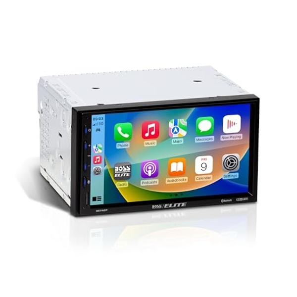 BOSS Audio Systems Elite BE7ACP Car Stereo - 7" Display, Apple CarPlay & Android Auto Head Unit, Double DIN Touch Screen Car Stereo, Bluetooth, AM/FM Radio Receiver, USB, SD, No CD