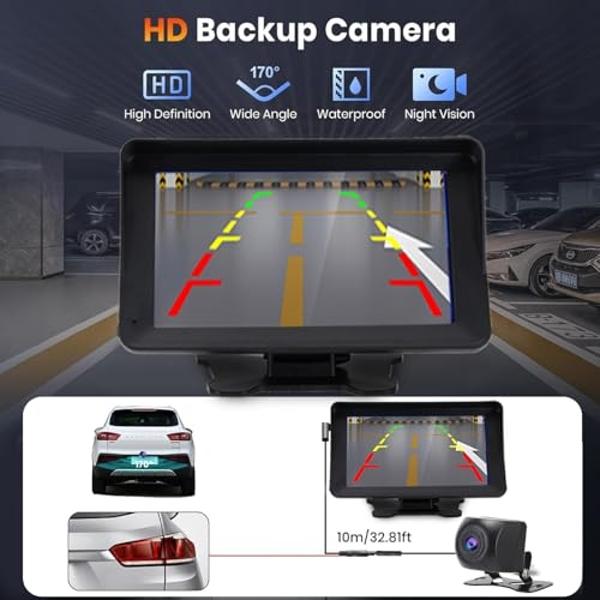 Wireless Apple Carplay Screen for Car,7" HD Portable Car Stereo Touchscreen with Apple CarPlay and Android Auto with Mirror Link/Backup Camera/Bluetooth/GPS Navigation/AUX for All 