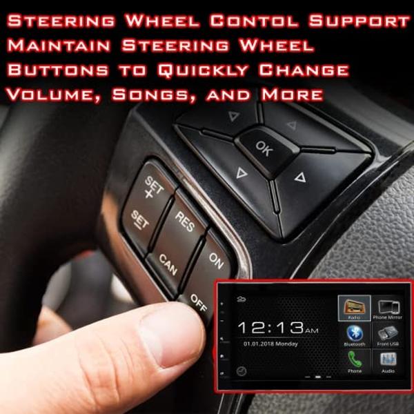Pyniro Single Din Car Stereo, 6.36 Inch CarPlay & Android Auto HD IPS Touchscreen Radio with Bluetooth with Backup Camera, Support USB Type-C Charging/USB/Mirror Link/Microphone/FM