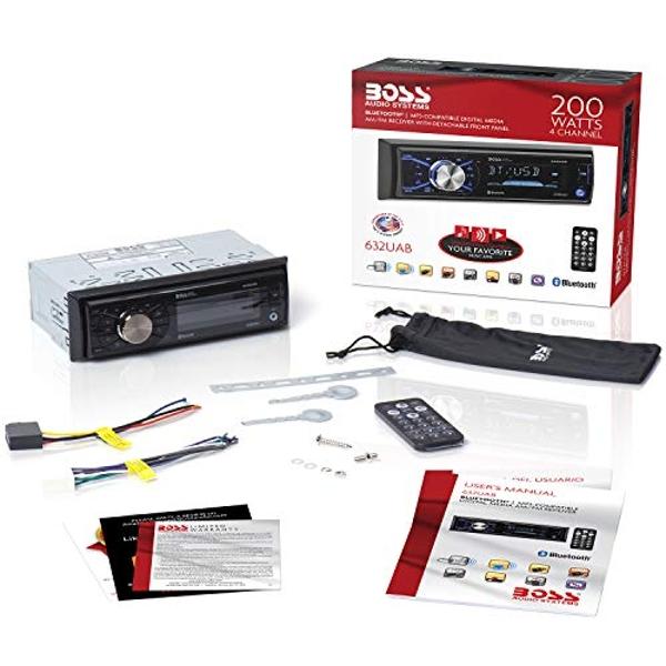 BOSS Audio Systems 632UAB Car Stereo - Single Din, Bluetooth, No CD DVD Player, AM/FM Radio Receiver, Wireless Remote Control, Aux in, USB