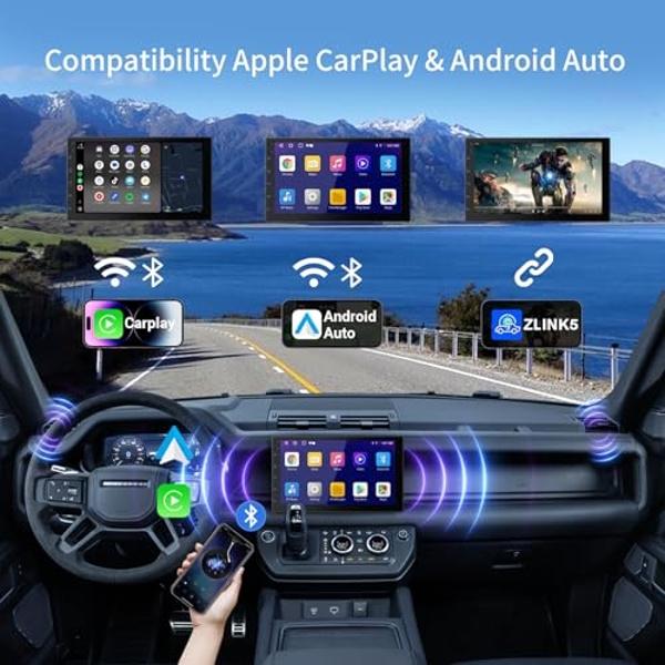Haudio Wireless Double Din Car Stereo with 7" HD Touchscreen | CarPlay & Android Auto | Backup Camera | Bluetooth GPS Navigation | FM/AM | All Vehicles