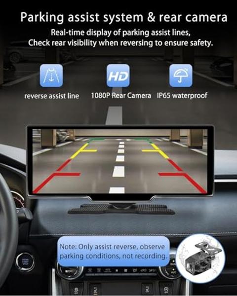 CHOVE Wireless Apple Carplay Screen for Car, 10.26" Apple Car Play & Android Auto Screen,Touchscreen with Backup Camera,Dash cam,Support GPS,Siri/Google,Bluetooth,AUX,Mirror Link,F