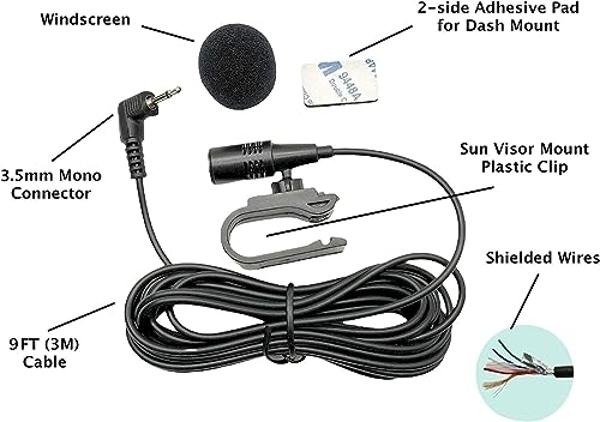 3.5mm Microphone Mic Handsfree Dash Car Stereo Receiver Compatible for BOSS Jensen Clarion Dual Stinger Pyle Power Acoustik Podofo Soundstream EONON