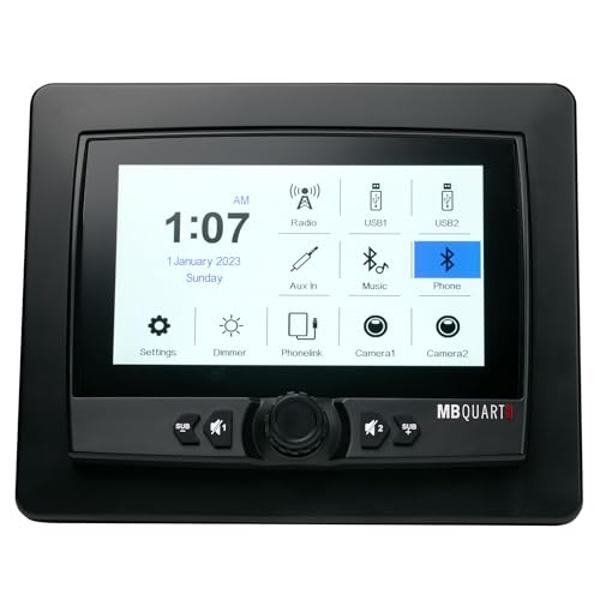 MB Quart Portable Touchscreen Car Stereo Dual Zone Audio System for Boat & UTV, Black
