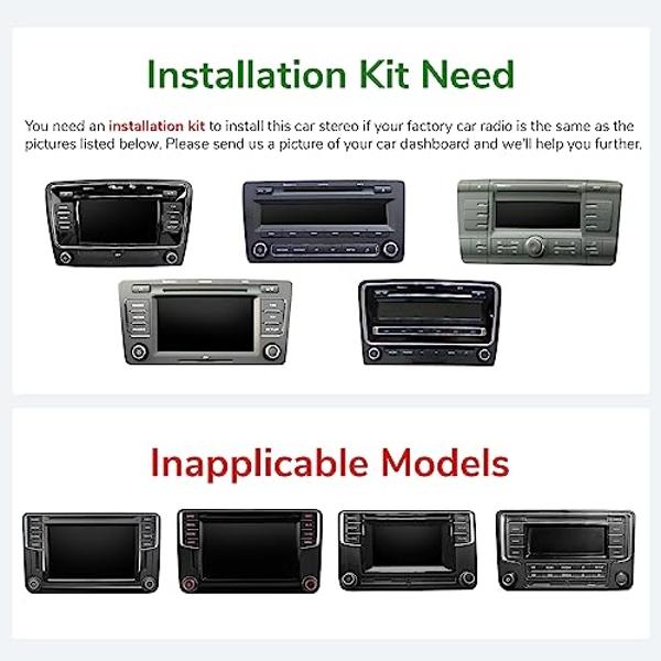 Eonon Android 13 Wireless CarPlay & Android Auto Car Stereo, 6GB RAM +64GB ROM Car Radio, 9 Inch QLED Touchscreen Car Stereo Receiver, Compatible with Volkswagen/SEAT/Skoda-VWA12S