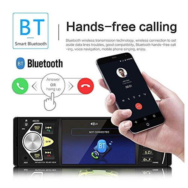 Multimedia Car Stereo Single Din Car Radio 4.1 Inch Digital Screen Bluetooth Audio and Hands Free Calling FM Radio Receiver MP5 Player Support AUX TF USB SWC Remote Control 12 Led 