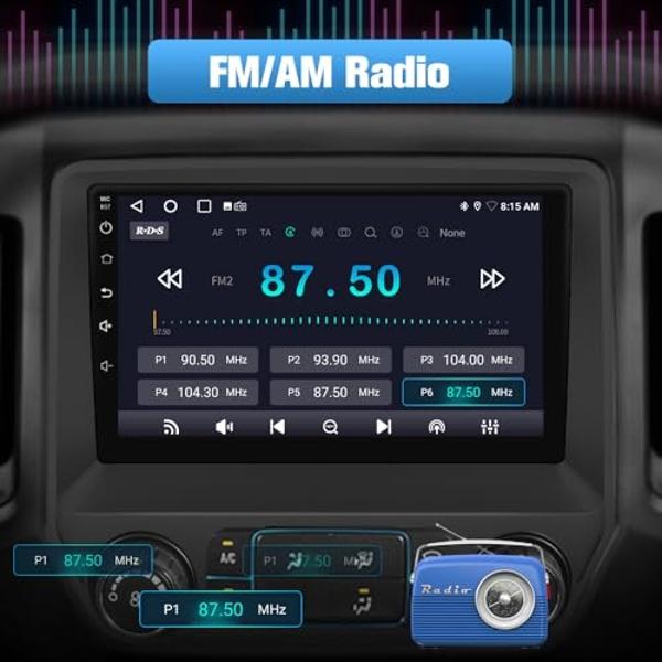 Vratzn Android 13 Car Radio Stereo 2+64G for Chevy Silverado GMC Sierra 2014-2018 with Backup Camera Wireless Carplay Android Auto