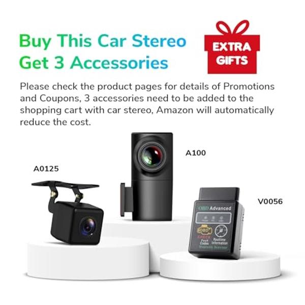 Eonon Android 13 Wireless CarPlay & Android Auto Car Stereo, 6GB RAM +64GB ROM Car Radio, 9 Inch QLED Touchscreen Car Stereo Receiver, Compatible with Volkswagen/SEAT/Skoda-VWA12S