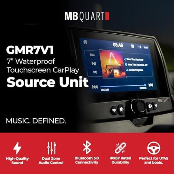 MB Quart Portable Touchscreen Car Stereo Dual Zone Audio System for Boat & UTV, Black