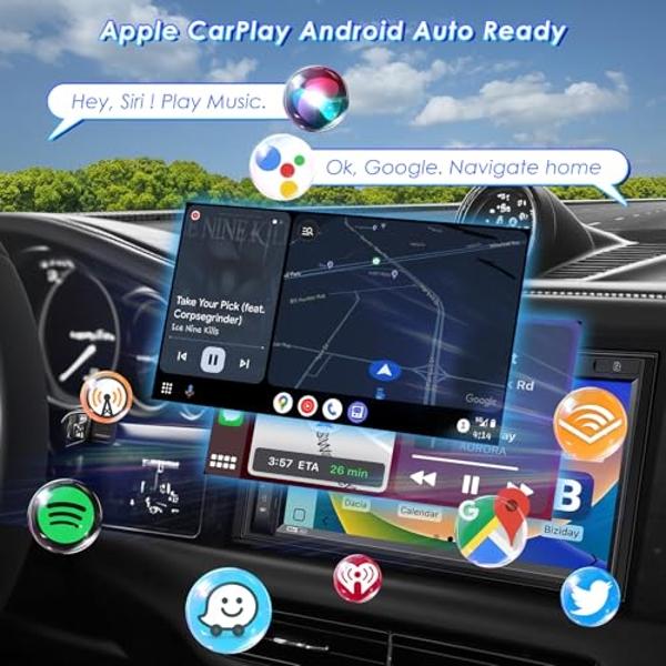Flexible Dashboard Suction Cup Bracket for Portable Wirelss Carplay Screen Monitor, Upgraded Back up Stand Monitor Suction Cup Mount for 7" Car Android Auto Screen