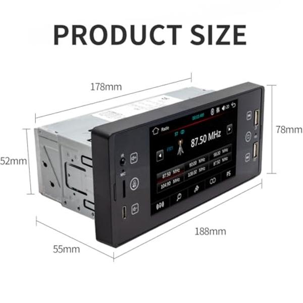 PolarLander 4.1 Inch HD TFT Screen Car Radio Stereo Bluetooth Carplay Android Auto 1 din Size Support Rear View Camera TF USB Type C Charging Mirror Link FM MP4 MP5 Player