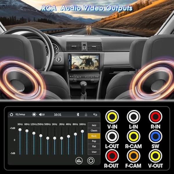 Double Din CarPlay Multimedia System: 7 Inch Touchscreen Car Stereo Receiver – Bluetooth Android Auto Car Radio with Backup Camera Mirror Link AM FM USB SD AUX Subwoofer Steering W
