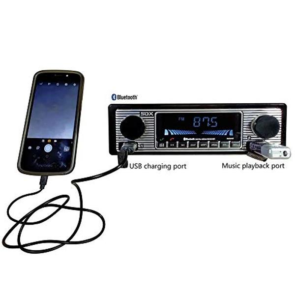 SDX Audio Bluetooth Radio Receiver, MP3 Player with USB Charger, MP3/USB, Aux-in, Built-in Microphone Hands-free, Multi Color Illumination Digital LCD Display Panel, Car Stereo Rec