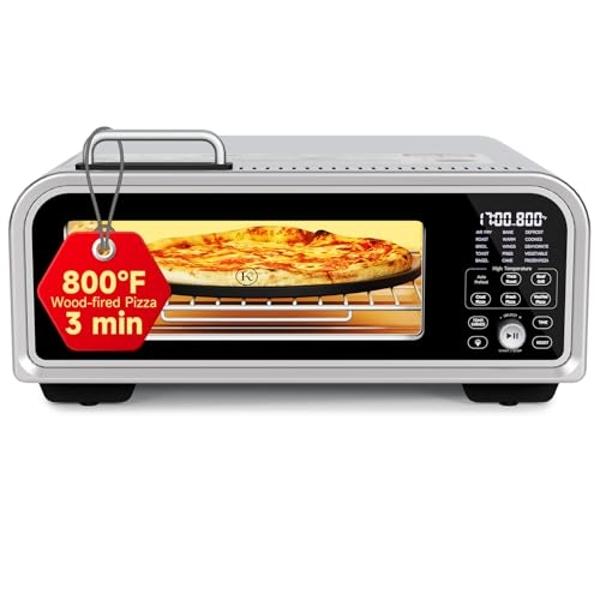 Kitchen Elite Air Fryer Toaster Oven Combo, 15-IN-1 Digital Stainless Steel Airfryer,18L Pizza Oven for 12' pizza / 9 slices, Flip Away Oven, 7 Accessories, 800°F, 3 Layer Glass An
