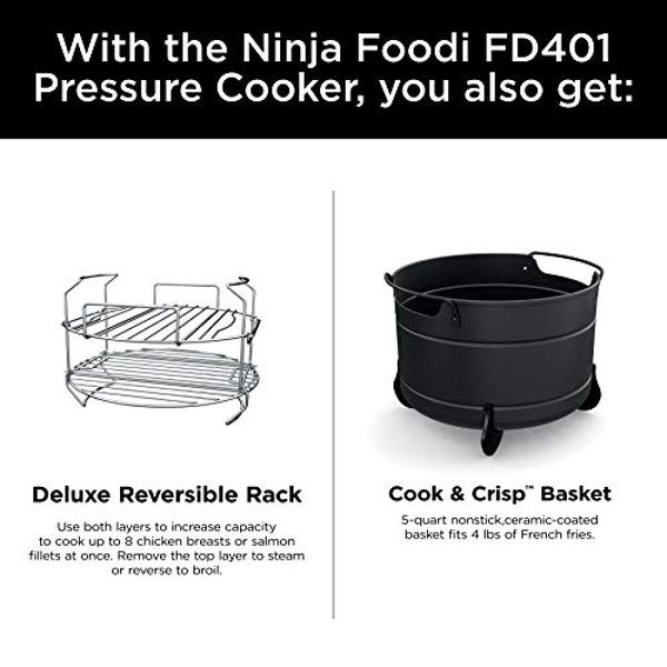 Ninja FD401 LP3 Foodi 12-in-1 Deluxe XL 8 qt. Pressure Cooker & Air Fryer that Steams, Slow Cooks, Sears, Sautés, Dehydrates & More, with 5 qt. Crisper Basket, Reversible Rack & Re