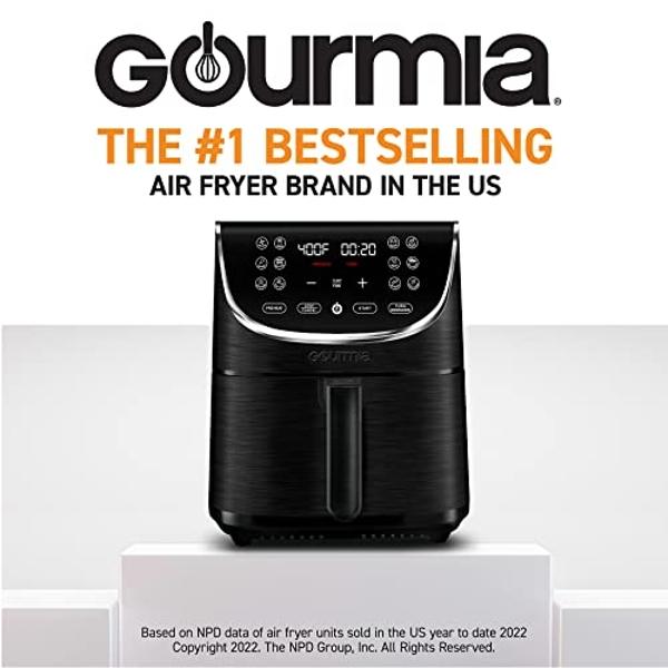 Gourmia Air Fryer Oven Digital Display 7 Quart Large AirFryer Cooker 12 Touch Cooking Presets, XL Air Fryer Basket 1700w Power Multifunction GAF716 Black and Stainless Steel Accent