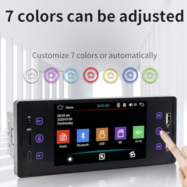PolarLander 4.1 Inch HD TFT Screen Car Radio Stereo Bluetooth Carplay Android Auto 1 din Size Support Rear View Camera TF USB Type C Charging Mirror Link FM MP4 MP5 Player