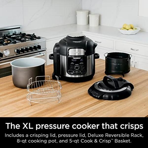 Ninja FD401 LP3 Foodi 12-in-1 Deluxe XL 8 qt. Pressure Cooker & Air Fryer that Steams, Slow Cooks, Sears, Sautés, Dehydrates & More, with 5 qt. Crisper Basket, Reversible Rack & Re