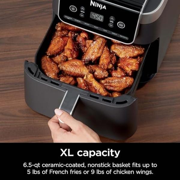 Ninja Air Fryer Pro XL 7-in-1, Max Crisp Tech, 450F for Hotter, Crispy Results, 6.5 QT Capacity fits 9lb wings, Max Crisp, Broil, Air Fry, Roast, Bake, Reheat, Dehydrate, Space Sav