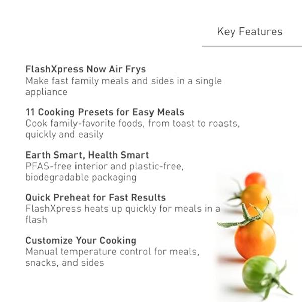 Panasonic Air Fryer Toaster Oven Combo with 11 Preset Cooking Functions, FlashXpress with Double Infrared Heating, Temperature Control Dial, PFAS Free, 1800W - NB-G211P