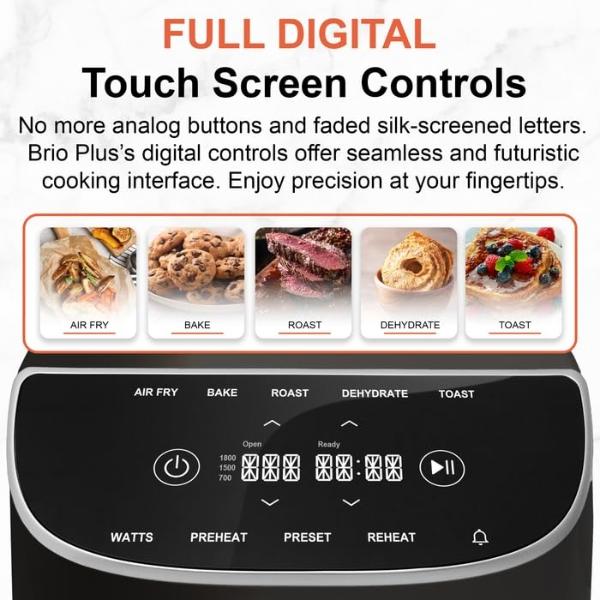 Gourmia Air Fryer Oven Digital Display 7 Quart Large AirFryer Cooker 12 Touch Cooking Presets, XL Air Fryer Basket 1700w Power Multifunction GAF716 Black and Stainless Steel Accent