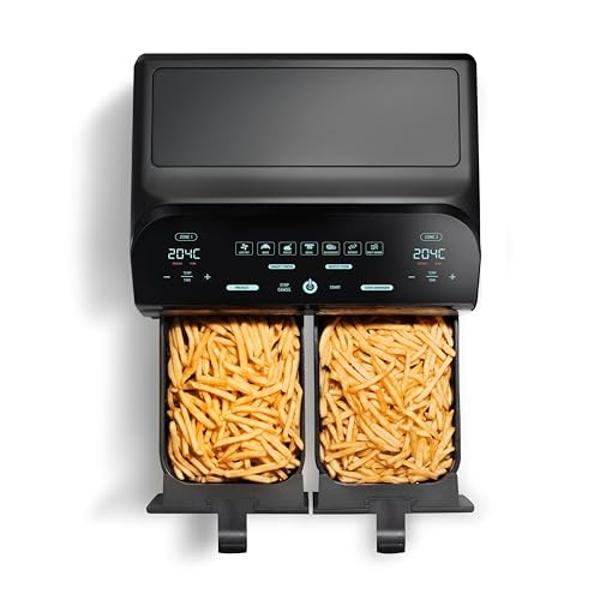 Gourmia 10-Quart/9.4 Liter Capacity Dual Basket Digital Air Fryer, with Smart Finish & 7 Cooking Functions
