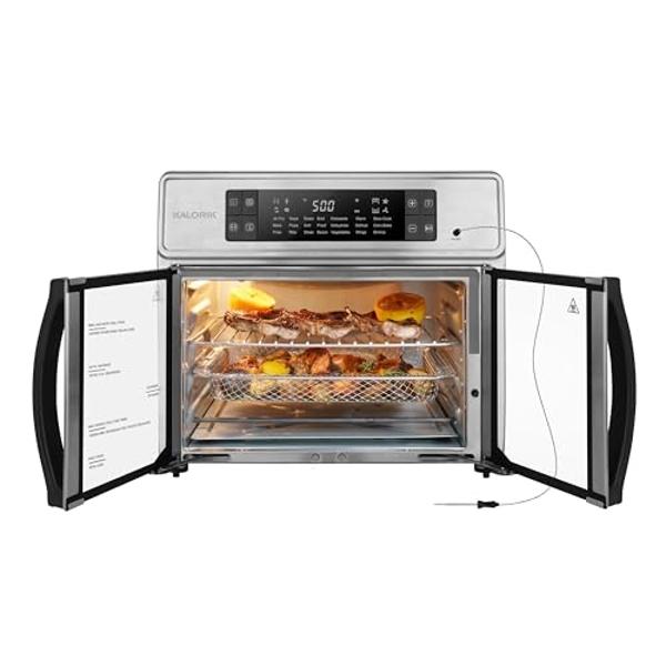 Kalorik Air Fryer Oven MAXX Advance Series 26-Quart with Digital Controls Easy-View Door and 14 Smart Cooking Presets, Includes 9 Cooking Accessories & Smart Probe, 1700-Watts, Bla