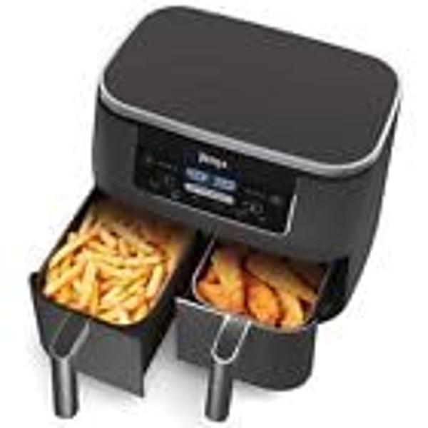 Ninja DZ201 Foodi 8 Quart 6-in-1 DualZone 2-Basket Air Fryer with 2 Independent Frying Baskets, Match Cook & Smart Finish to Roast, Broil, Dehydrate & More for Quick, Easy Meals, G