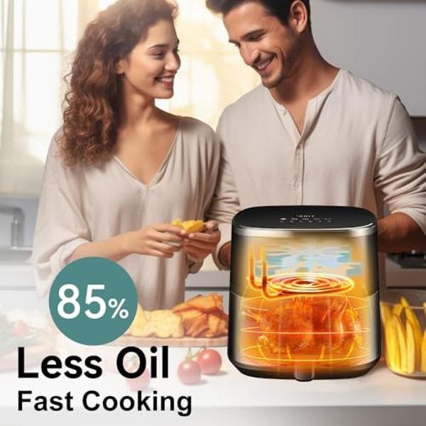 Panana 8QT Large Air Fryer Compact, 8 Preset Menus Airfryer, One-Touch Digital Control Presets, Touchscreen Display, Dishwasher Safe, Nonstick, Fit for Family (Black)