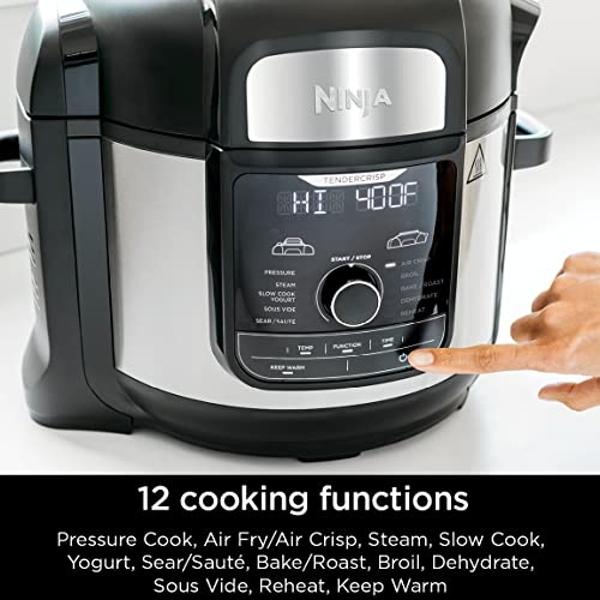 Ninja FD401 LP3 Foodi 12-in-1 Deluxe XL 8 qt. Pressure Cooker & Air Fryer that Steams, Slow Cooks, Sears, Sautés, Dehydrates & More, with 5 qt. Crisper Basket, Reversible Rack & Re