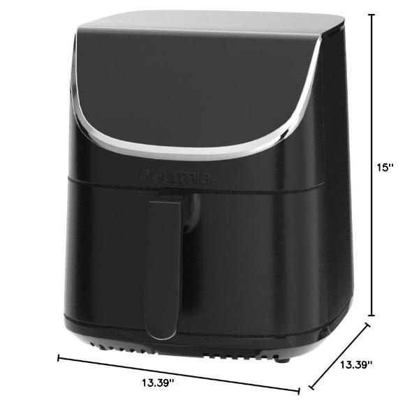 Gourmia Air Fryer Oven Digital Display 7 Quart Large AirFryer Cooker 12 Touch Cooking Presets, XL Air Fryer Basket 1700w Power Multifunction GAF716 Black and Stainless Steel Accent