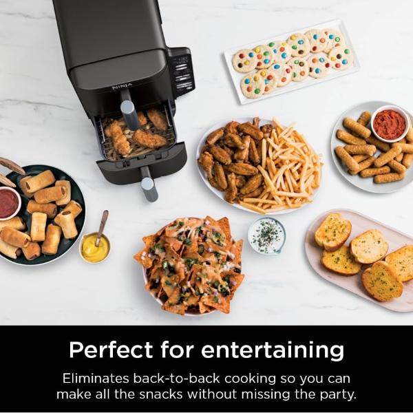 TOPZEE 11-QT Large Air Fryer - 8 in 1 XL Airfryer with Flex Basket, Divider for Dual Cooking, Preheat, Air Fry, Roast, Broil, Bake, Reheat, Dehydrate, French Fries, Dishwasher Safe