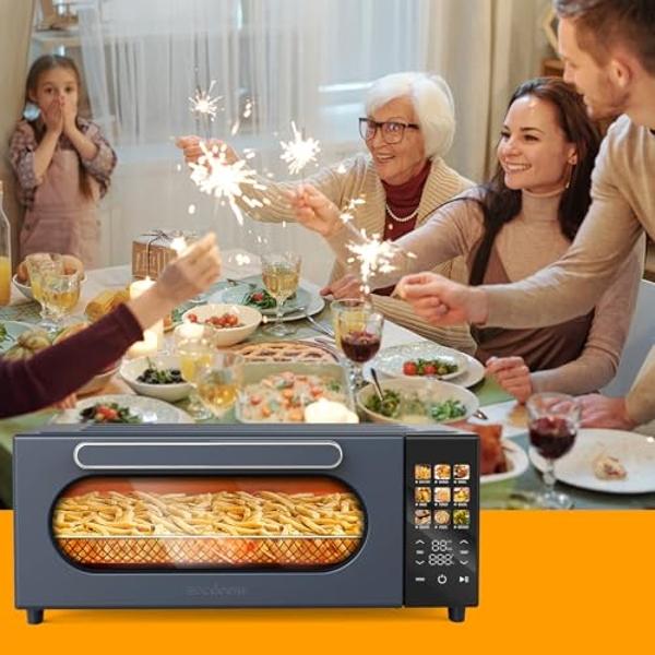 Kalorik Air Fryer Oven MAXX Advance Series 26-Quart with Digital Controls Easy-View Door and 14 Smart Cooking Presets, Includes 9 Cooking Accessories & Smart Probe, 1700-Watts, Bla