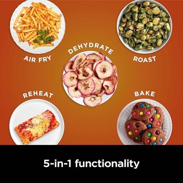 Ninja Air Fryer Pro 5-in-1, 5 QT Capacity, Air Fry, Bake, Roast, Reheat, and Dehydrate, Air Crisp Technology, Nonstick Basket & Crisper Plate, Grey, AF142