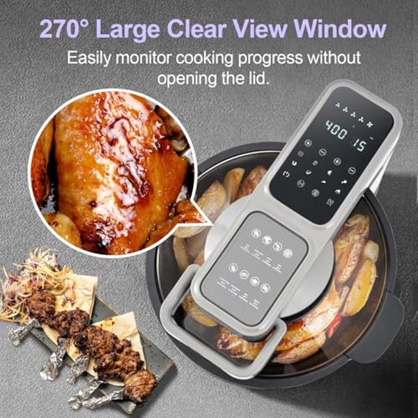OKF Air Fryer, 8.5 Quart Large Capacity Airfryer Family Size, 270° Large Clear View Window Air Fryers, Easy to Clean Nonstick Basket, Double Security Protection, 160-400°F, 1100W, 