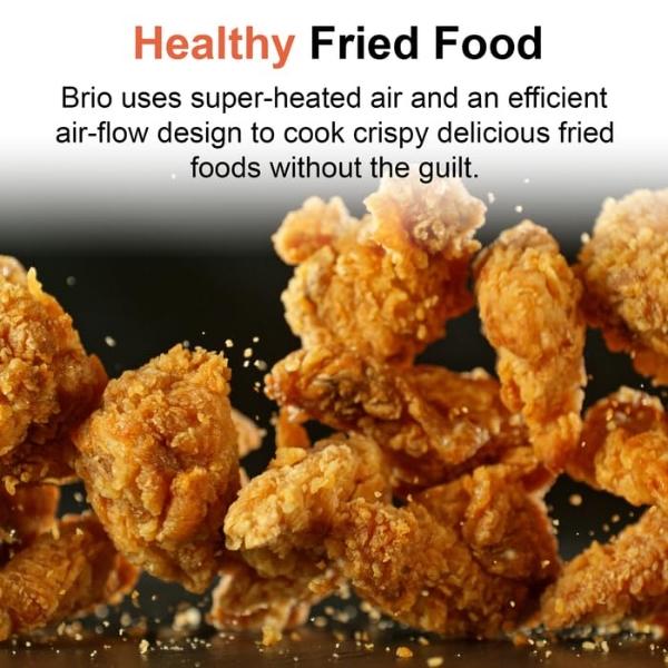 Nuwave 8QT Brio Air Fryer Plus Cool Gray, Digital LED Touch Screen with Cool White Display, 50°F~400°F in Precise 5°, 3 Wattage Alternatives, 5 Cook Functions, 50 Memory, PFAS Free