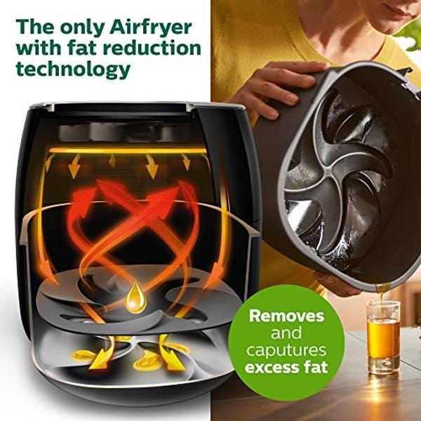Philips Kitchen Appliances Philips Premium Analog Airfryer with Fat Removal Technology + Revipe Cookbook, 3qt, Black, HD9721/99
