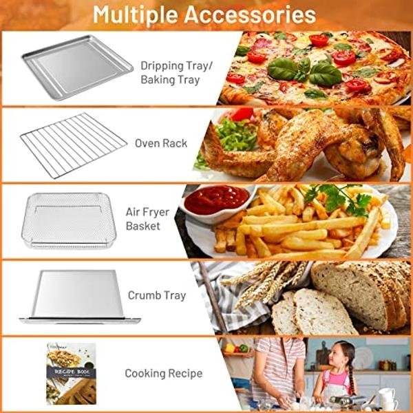 COSTWAY Air Fryer Toaster Oven, 7-in-1 Convection Countertop Oven w/Auto-Shut-Off, Timer, Accessories, Cookbook, 1800W, 21.5 QT Air Fryer Toaster Oven Combo, Bake, Broil, Toast, St