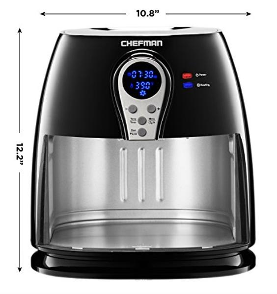 Chefman 2.5 Liter/2.6 Quart Air Fryer with Digital Display Adjustable Temperature Control for The Perfect Result in Frying a Variety of Foods, BPA Free, Cool-to-Touch Exterior