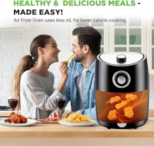 NutriChef Air Fryer - 1000w 2 Quart Capacity Personal Air Fryer, Conserve Counterspace, Oil-free cooking with Removable Deep Non-Stick Fry Basket, Black