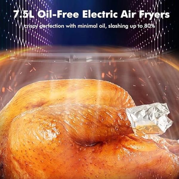 Air Fryer,Smart Compact 7.5L Oil-Free Electric Air Fryers, Timer and Temperature Control, 200°F Digital Airfryer with Flavor-Lock Tech, Dishwasher-Safe & Nonstick, Fit for 2-4 Peop