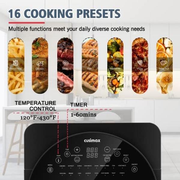 OKF Air Fryer, 8.5 Quart Large Capacity Airfryer Family Size, 270° Large Clear View Window Air Fryers, Easy to Clean Nonstick Basket, Double Security Protection, 160-400°F, 1100W, 