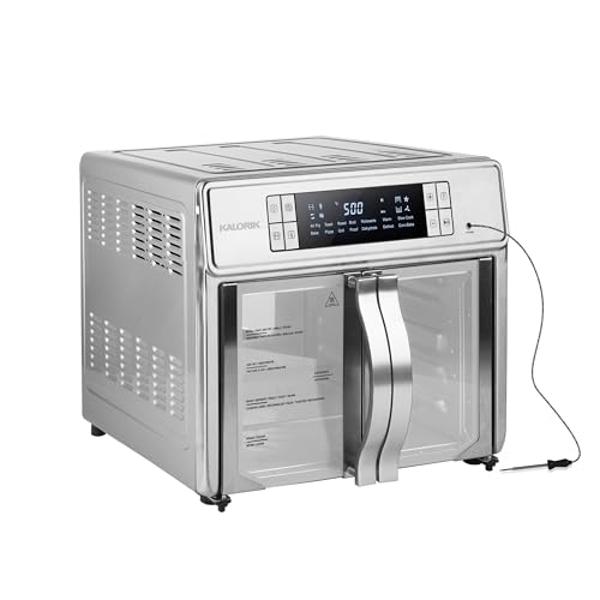 Kalorik Air Fryer Oven MAXX Series 26-Quart Flex Trio with Digital Controls Easy-View Door and 14 Cooking Presets, Converts into Dual 13 Quart Air Fryers, 1700-Watts, Stainless Ste