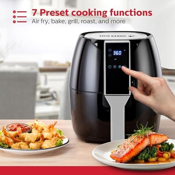 Aria Retro 17Qt Air Fryer Oven: 4-in-1 Functionality, Bake, Fry, Roast & Grill Complete with Air Fryer Basket & Mesh Trays, Compact