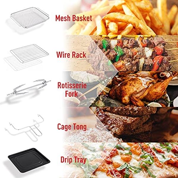 CUSIMAX Air Fryer Toaster Oven, 15.5 Quart Air Fryer Combo, 16-in-1 Air Fryer Toaster Oven, Large Convection Roaster with Rotisserie & Dehydrator, Rich Accessories, Digital Control