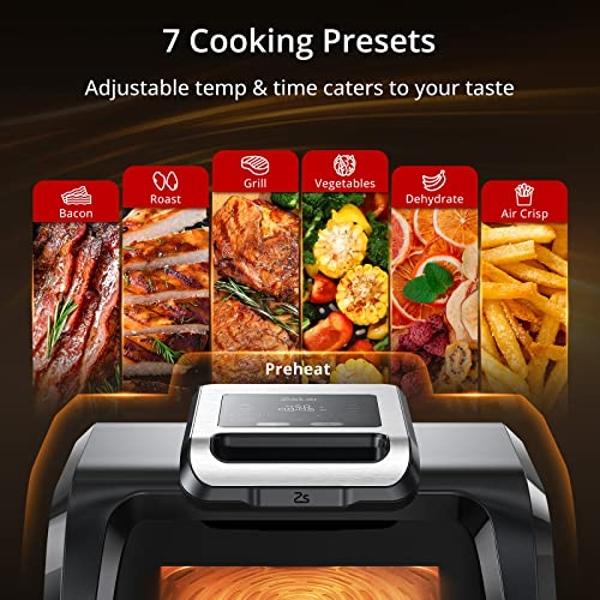 Indoor Grill Smokeless, Air Fryer Grill with Adjustable Temperature to 450°F, Electric Grill with Easy View Window, Removable Nonstick Grate, Tongs, Fast and Even Heating, 4Qt for 