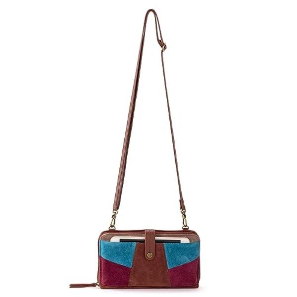 The Sak Iris Smartphone Crossbody Purse - Women's Cellphone Bag & Wallet For Everyday - Convertible Wristlet With Zipper in Suede Multi Patch/Leather