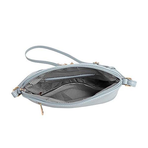 SG SUGU Lunar Lightweight Medium Dome Crossbody Bag Shoulder Bag with Double Tassels | Zipper Pocket | Adjustable Strap|Light Blue