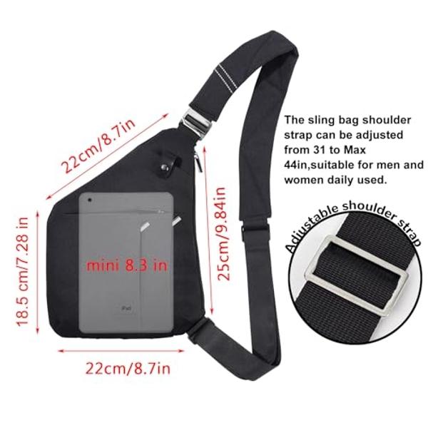 VADOO Sling Bag - Anti-theft Crossbody Shoulder Bag for Men and Women (Black 2.0)